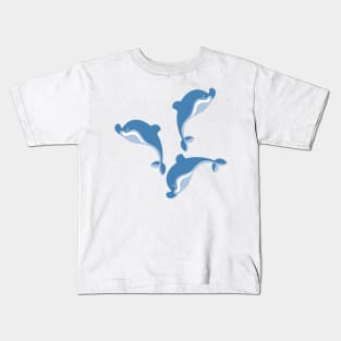Blue dolphins jumping and swimming Kids T-Shirt
